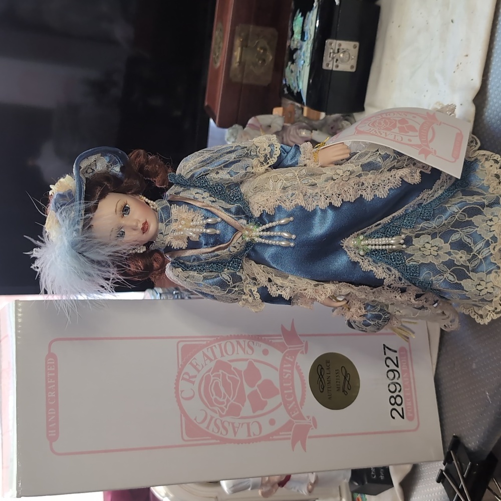 AVAILABLE -Vintage Classic Creations porcelain dolls. "Autumn Lace" 12.5"